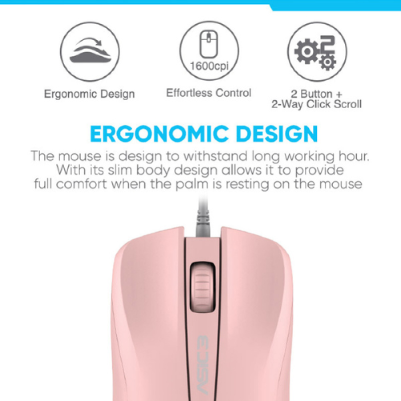 Alcatroz Asic 3 Wired USB Mouse | High Resolution 1600 CPI Optical Mouse