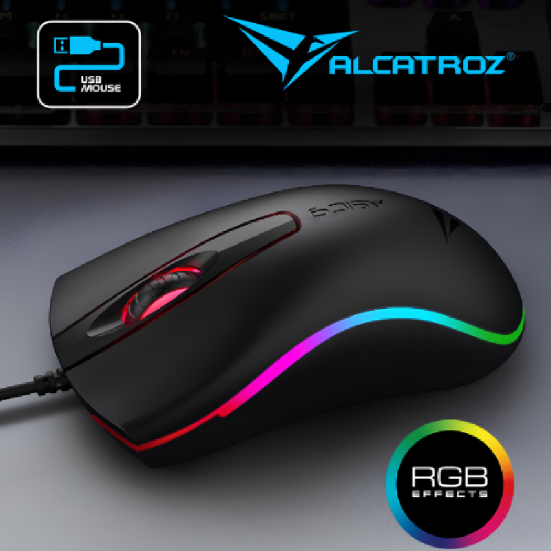 Alcatroz Asic 9 RGB Wired USB Mouse | 1000 CPI Hi-Definition Optical Mouse
