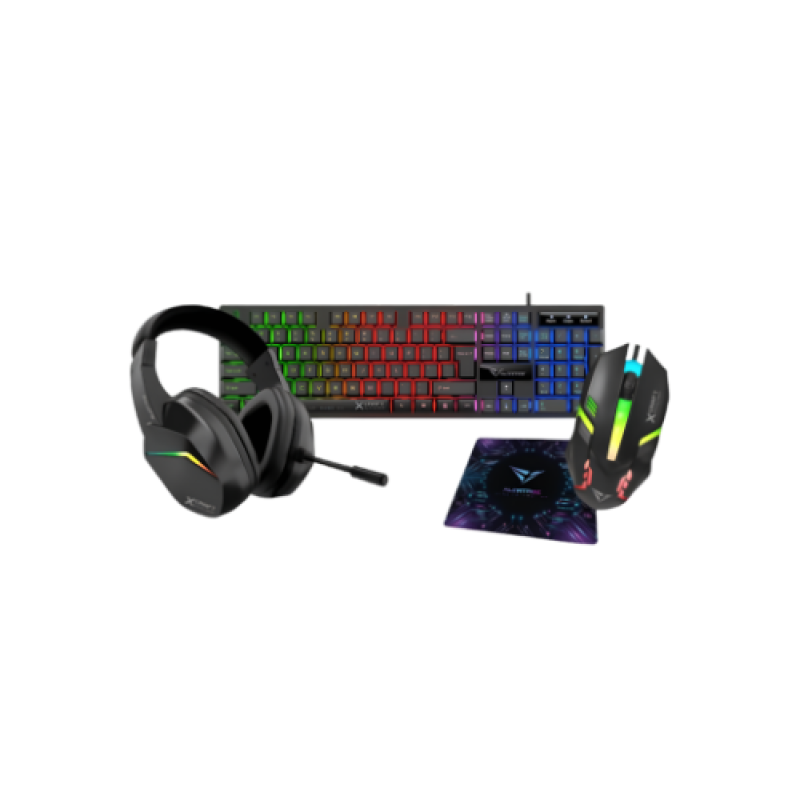 Alcatroz X-Craft Basecamp 4-in-1 Gaming Combo | Keyboard, Mouse, Headset & Mat