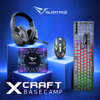 Alcatroz X-Craft Basecamp 4-in-1 Gaming Combo | Keyboard, Mouse, Headset & Mat
