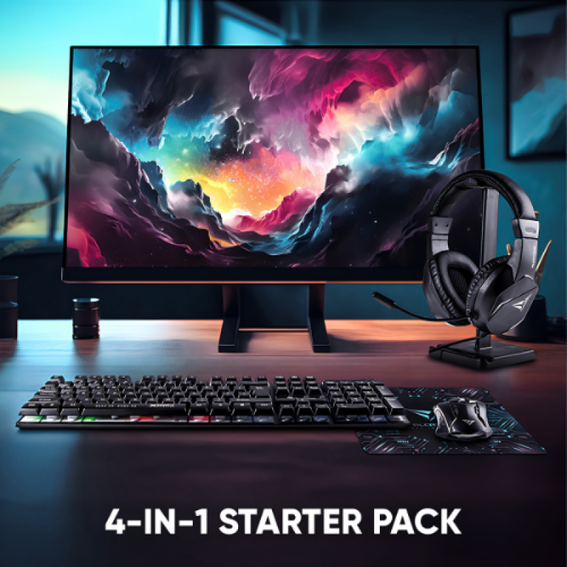 Alcatroz X-Craft Basecamp 4-in-1 Gaming Combo | Keyboard, Mouse, Headset & Mat