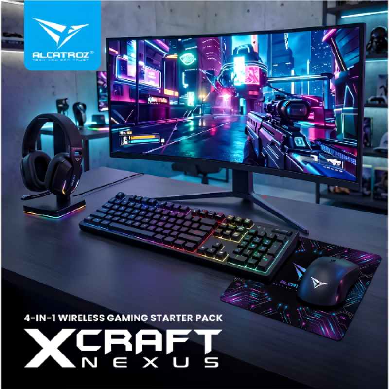 Alcatroz X-Craft Nexus Rechargeable Wireless 4-in-1 Gaming Starter Pack