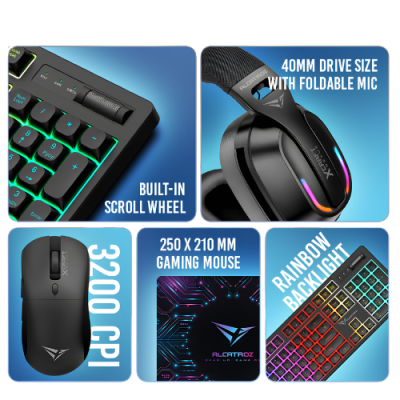 Alcatroz X-Craft Nexus Rechargeable Wireless 4-in-1 Gaming Starter Pack