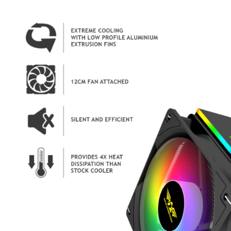 Armaggeddon Blizzard 2 ARGB CPU Air Cooler | 120mm Fan | Intel & AMD