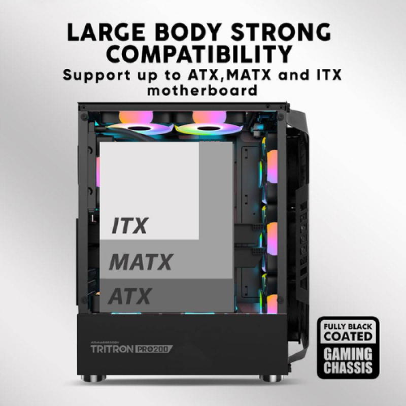 Armaggeddon Tritron PRO 200 Mid-Tower ATX Gaming PC Case