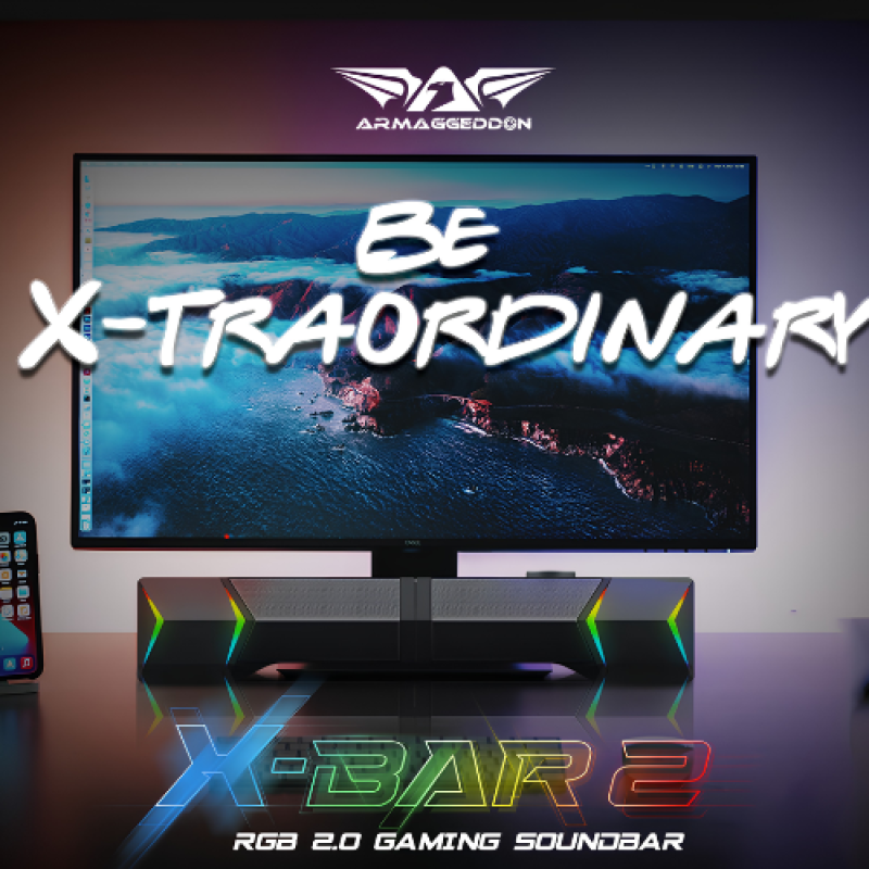 Armaggeddon X-Bar 2 Detachable RGB Gaming Soundbar | 2.0 Stereo