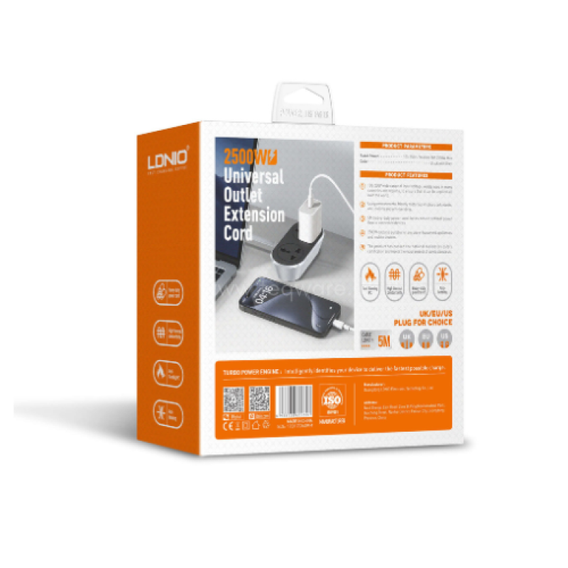LDNIO SC2018 2-Outlet Universal Extension Power Socket
